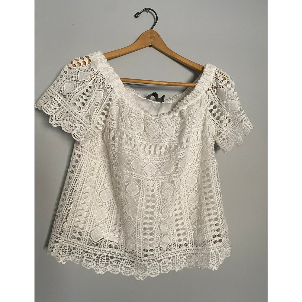 Anthropologie Sunday In Brooklyn Small Lace Off Shoulder Blouse Top Romantic